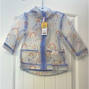 NWT Cat & Jack toddler girl raindrops & rainbow rain jacket